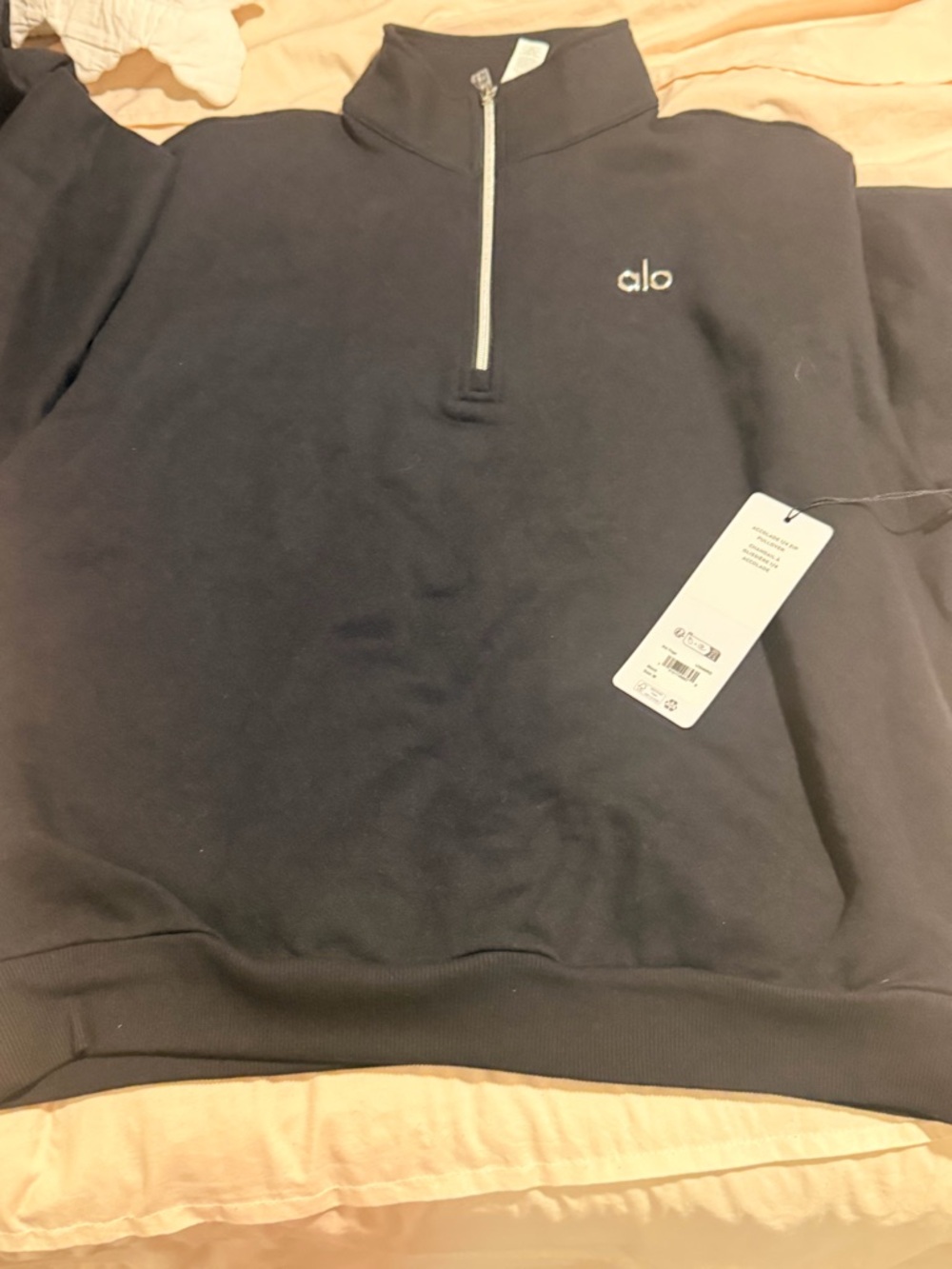 ALO Yoga Black Half-Zip Pullover Sweatshirt - Picture 6 of 9